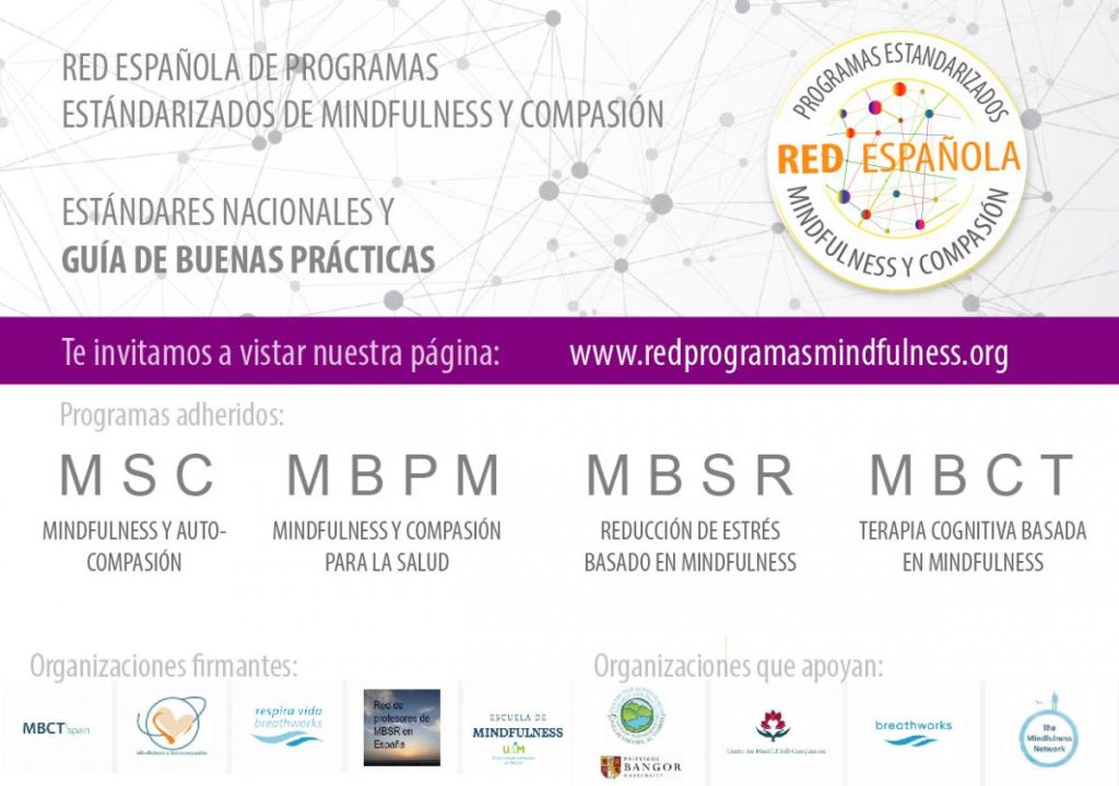 Presentación de la Red Española de Programas Estandarizados de mindfulness y compasión folleto lanzamiento sin presentacion 01